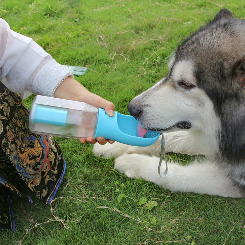 3-in-1 Dog Water Bottle – Portable Feeder, Drinker & Poop Bag Dispenser