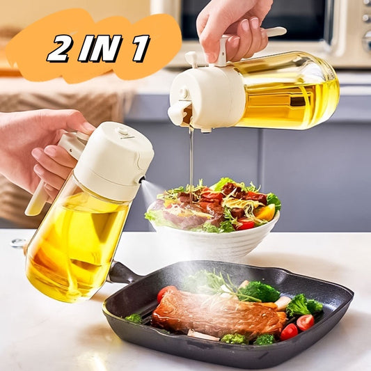 2-in-1 Glass Oil Sprayer & Pourer – 470ML for Cooking & Air Fryers