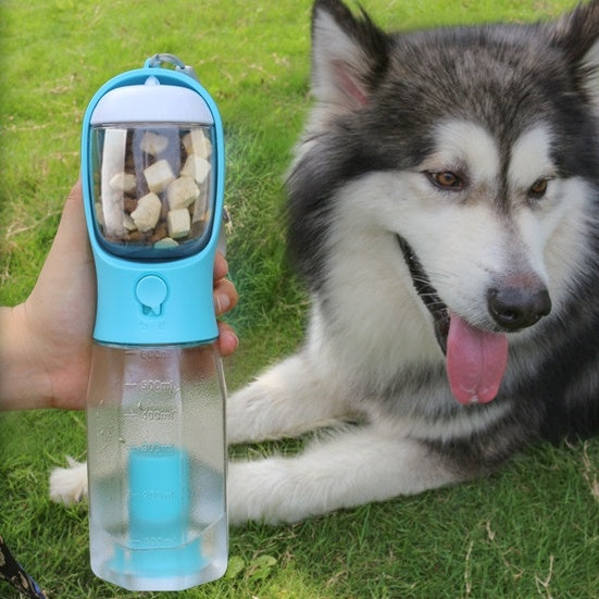 3-in-1 Dog Water Bottle – Portable Feeder, Drinker & Poop Bag Dispenser